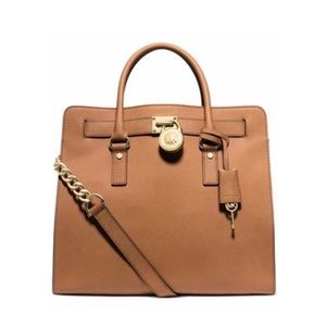 Michel Kors Hamilton Tan Saffino Leather Satchel